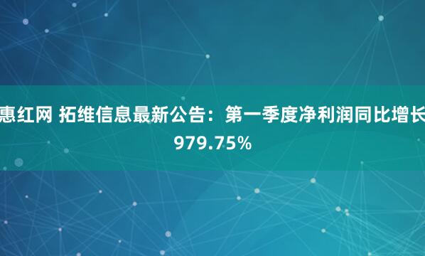 惠红网 拓维信息最新公告：第一季度净利润同比增长979.75%